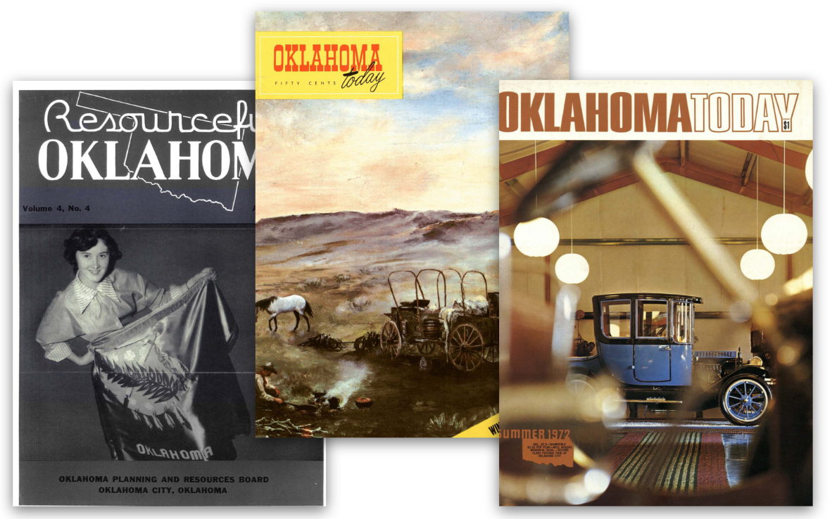 Image of vintage issue covers of Oklahoma Today Magazine